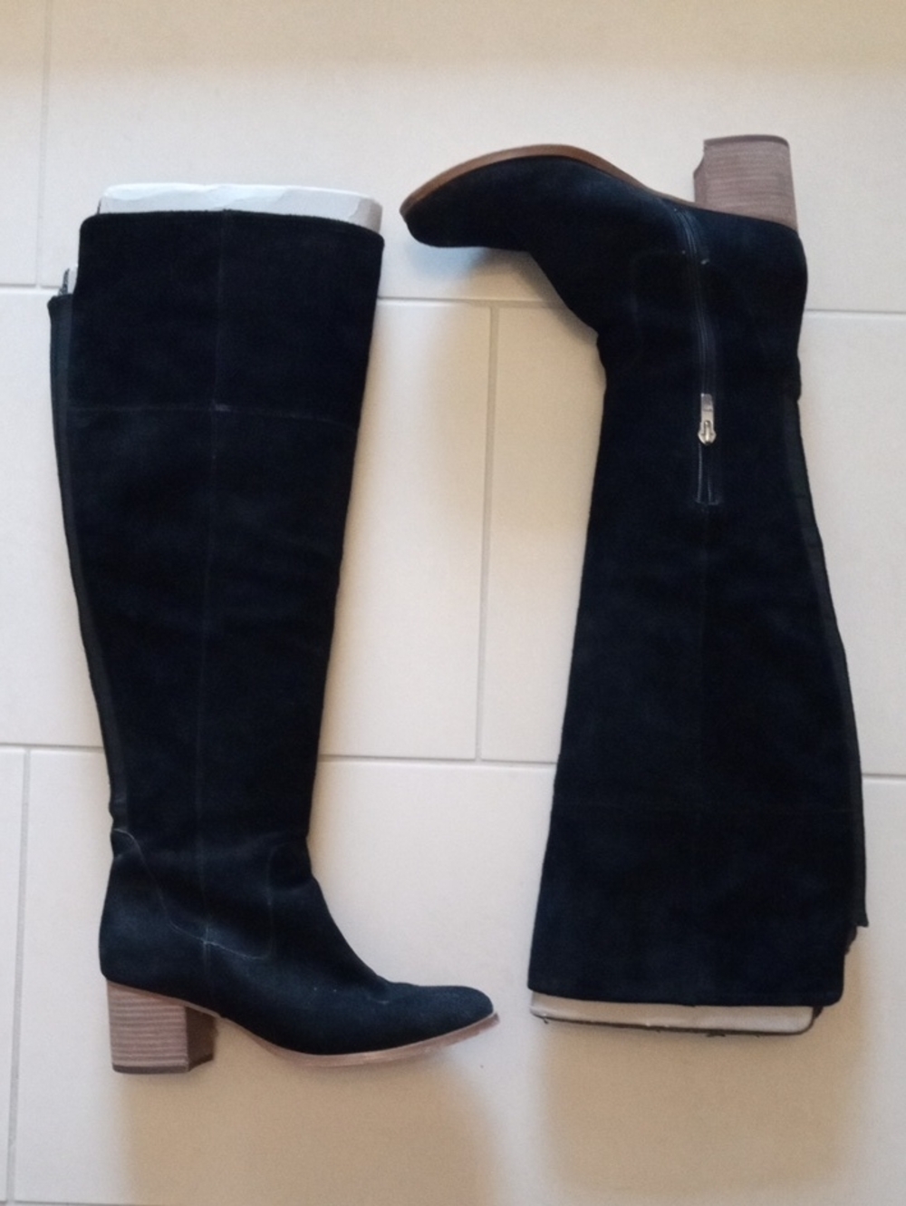 Marc Fisher Suede Wide Calf Block Heel Boots -